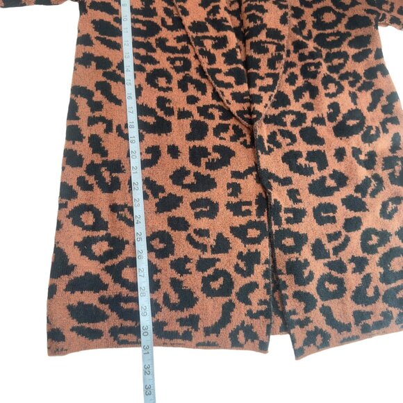 TIME AND TRU SZ Medium (8-10) Brown Leopard Print Open Front Cardigan Sweater - Picture 6 of 14